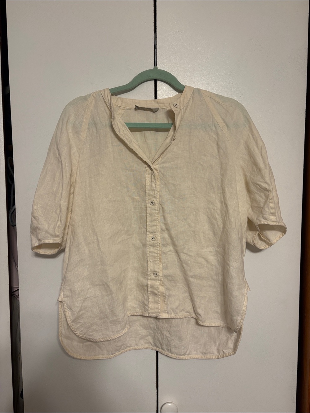 Everlane Cream Button-Front 100% Linen Top